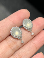 Natural Type A Icy Jadeite Earrings Set With 1.17ct Natural Diamonds Singapore Gemstone Fine Jewelry
