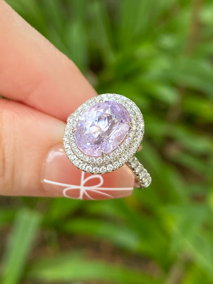Natural Unheated Lavender Sapphire 3.78ct Ring