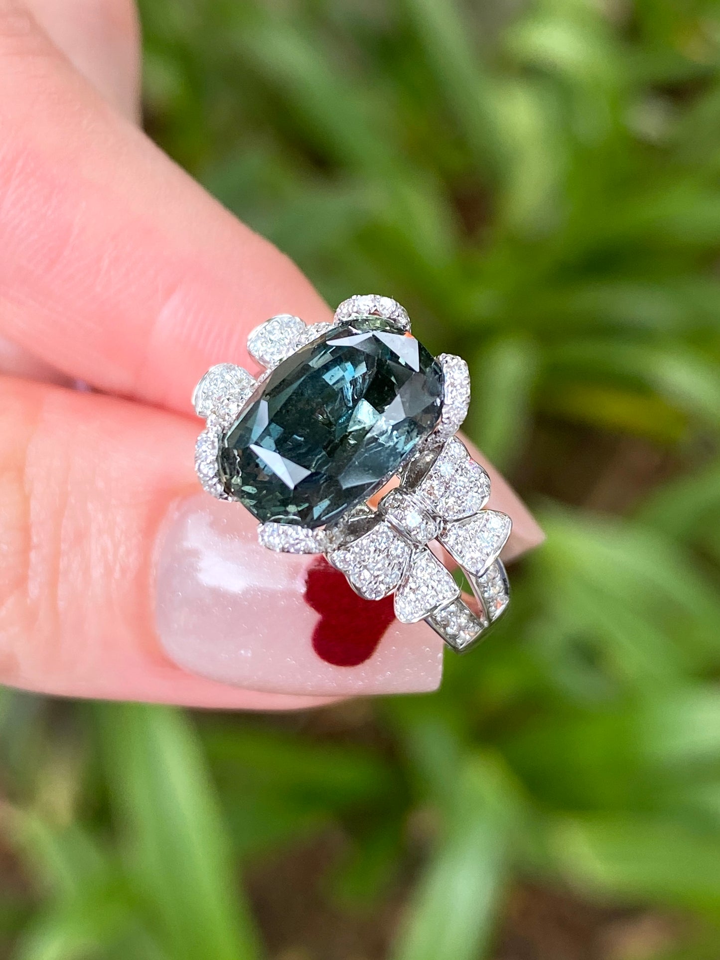 Natural Unheated Yellowish Green Sapphire Ring 5.46ct