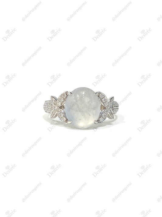 Natural Type A Icy Jadeite Ring