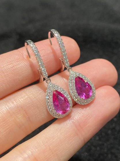 Natural Pink Sapphire 2.53ct Earrings