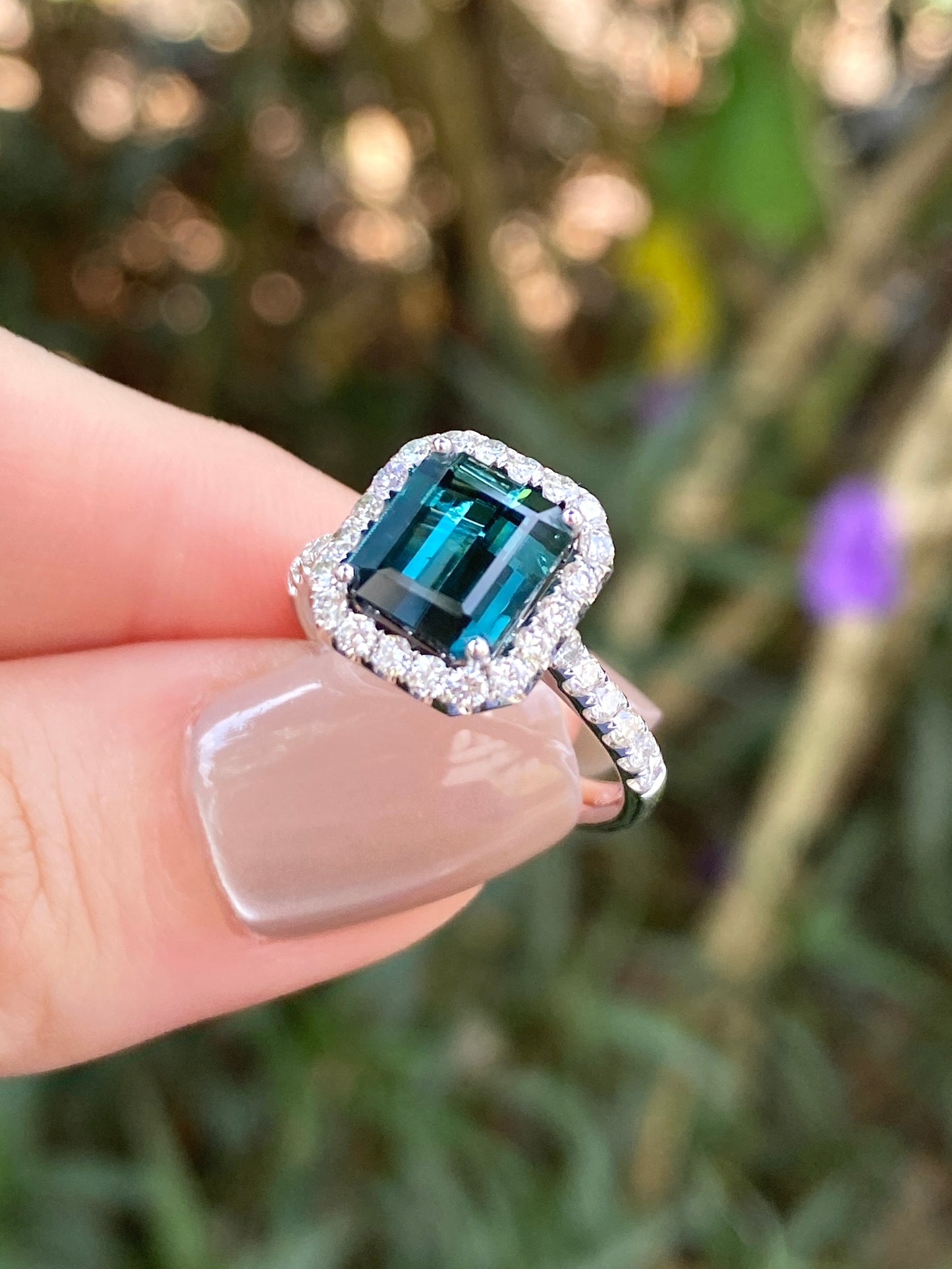 Natural Indicolite Blue Tourmaline 2.16ct Ring