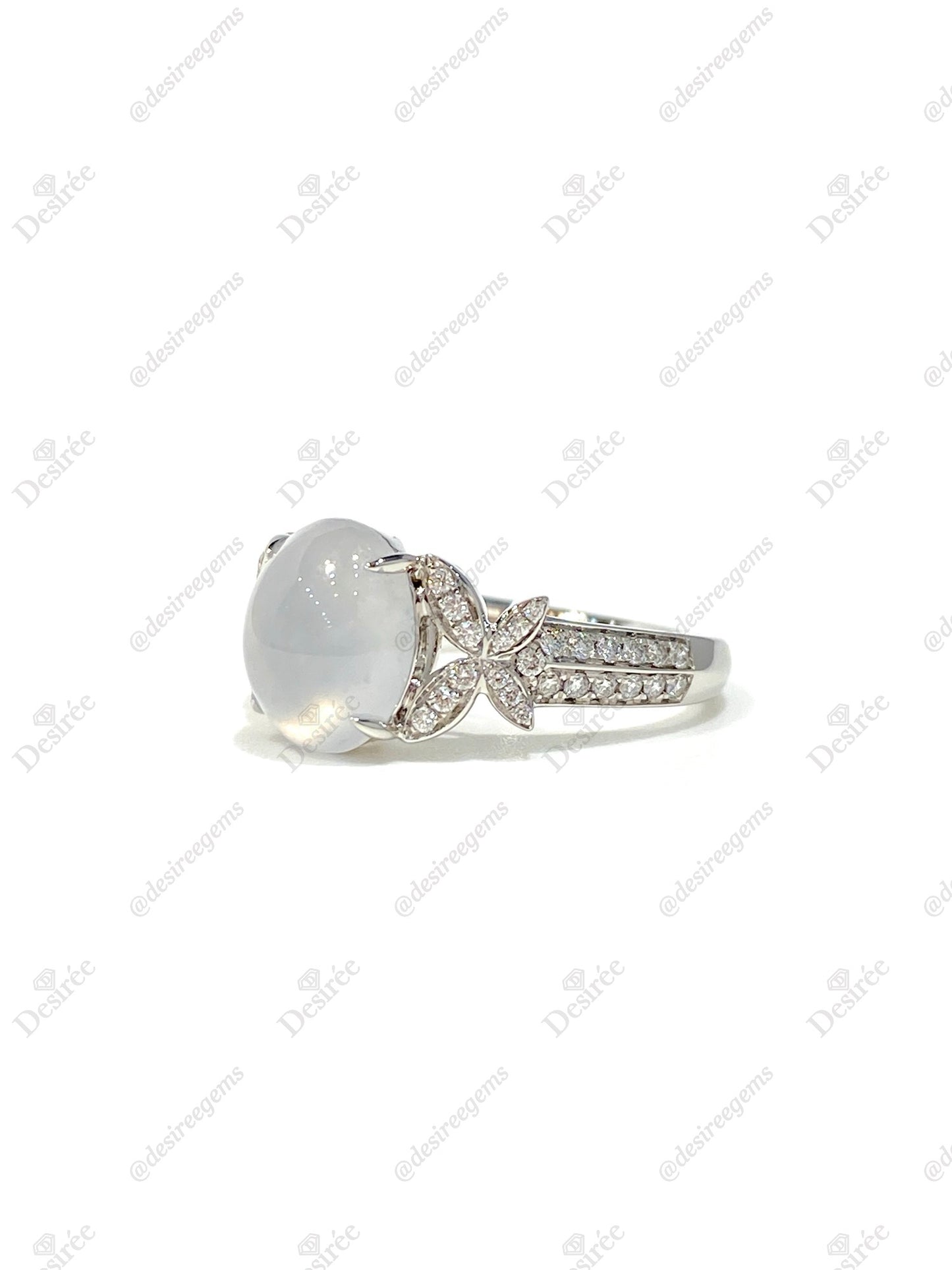 Natural Type A Icy Jadeite Ring