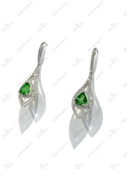 Natural Green Garnet (Tsavorite) 2.14ct Earrings