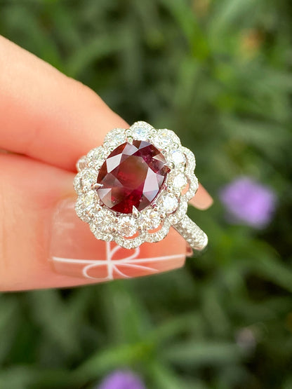 Natural Unheated Pigeon’s Blood Ruby 3.03ct Ring