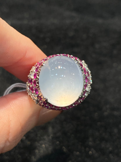 Natural Type A Icy Jadeite Ring
