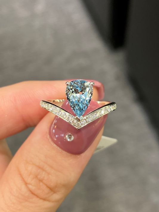 Natural Aquamarine 1.63ct Ring