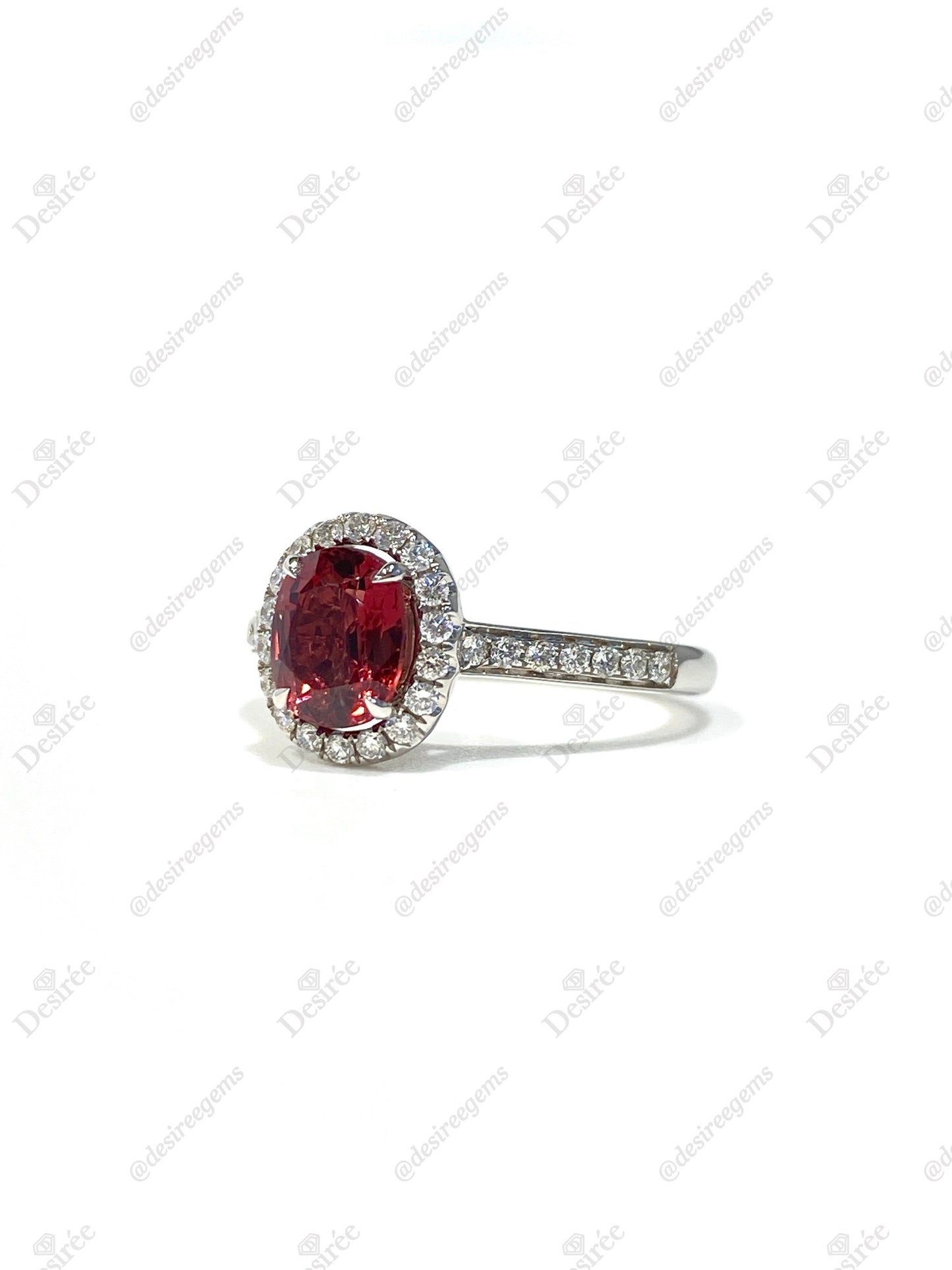 Natural Orangy Red Spinel 1.09ct Ring