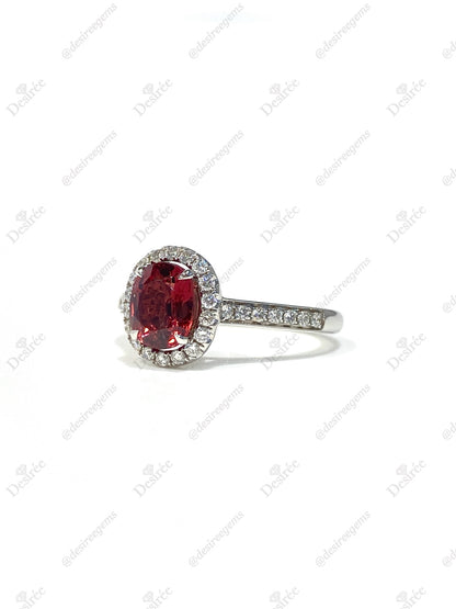 Natural Orangy Red Spinel 1.09ct Ring