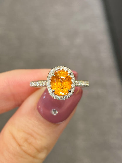 Natural Mandarin Garnet 1.73ct Ring