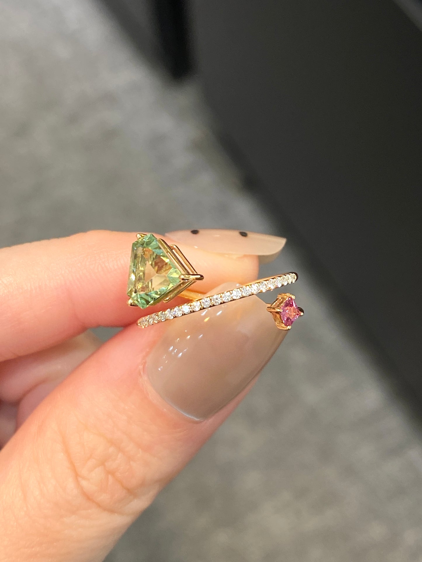 Natural Tourmaline 1.36ct Toi et moi Open Ring
