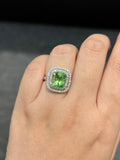 Natural Green Garnet Tsavorite 4.99ct Ring set with Natural Diamonds In 18K White Gold Singapore Gemstone Fine Jewelry