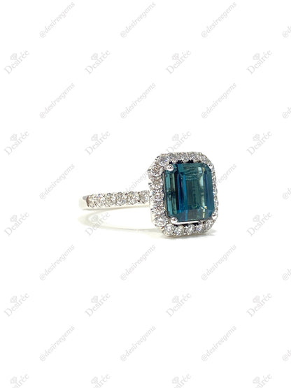 Natural Indicolite Blue Tourmaline 2.16ct Ring