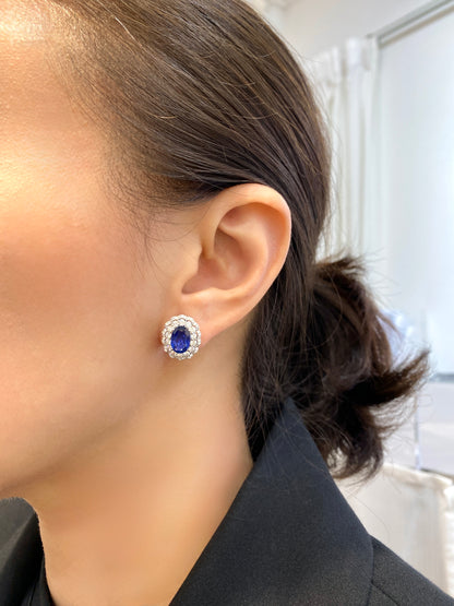 Natural Blue Sapphire 3.82ct Earrings