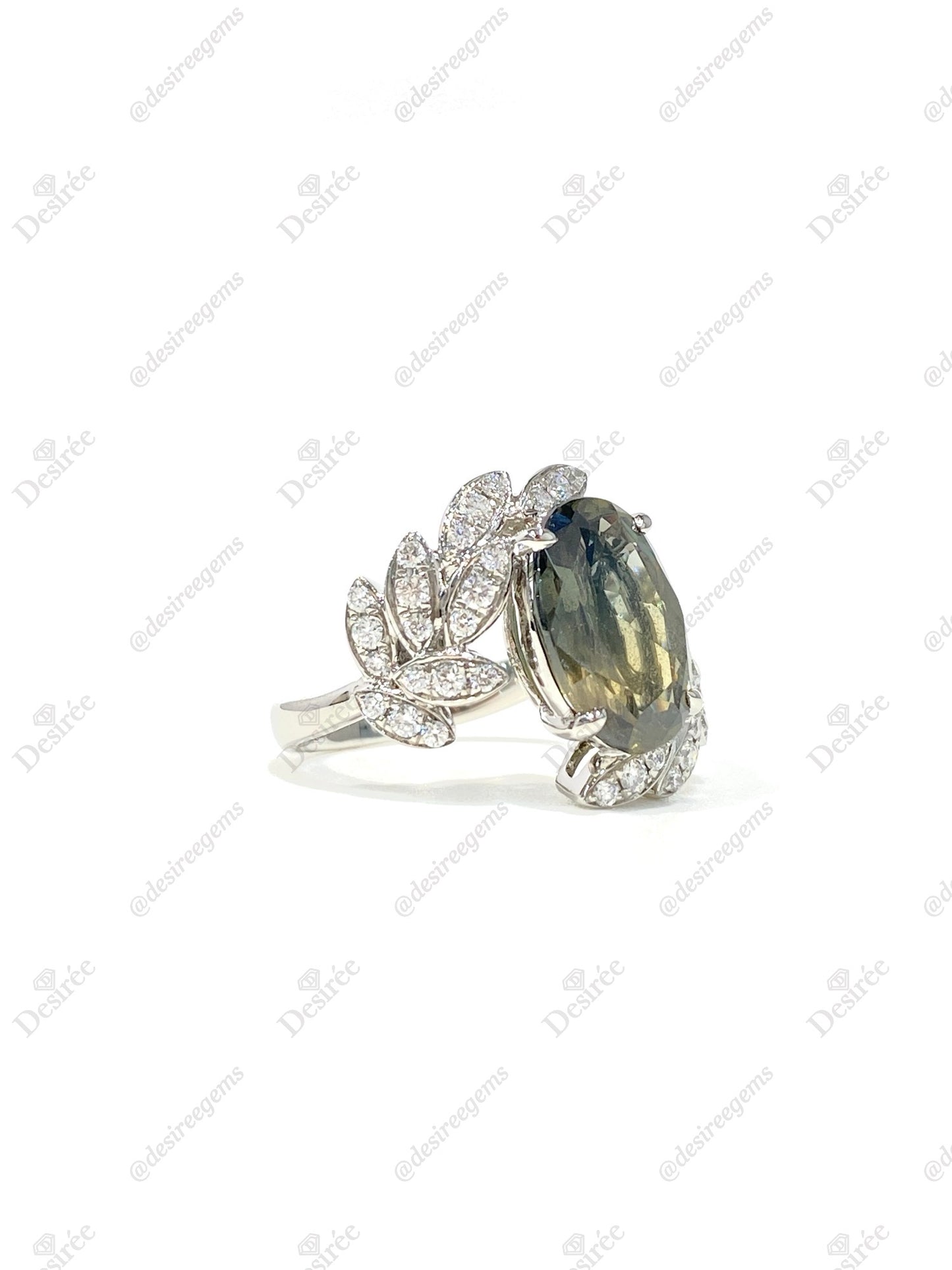 Natural Unheated Vivid Yellowish Green Chrome Tourmaline 5.12ct Ring