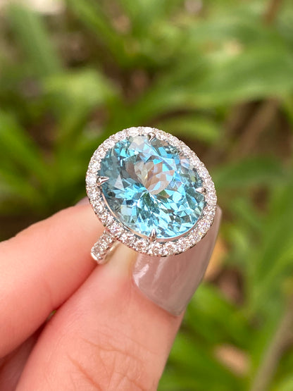 Natural Aquamarine 6.39ct Ring