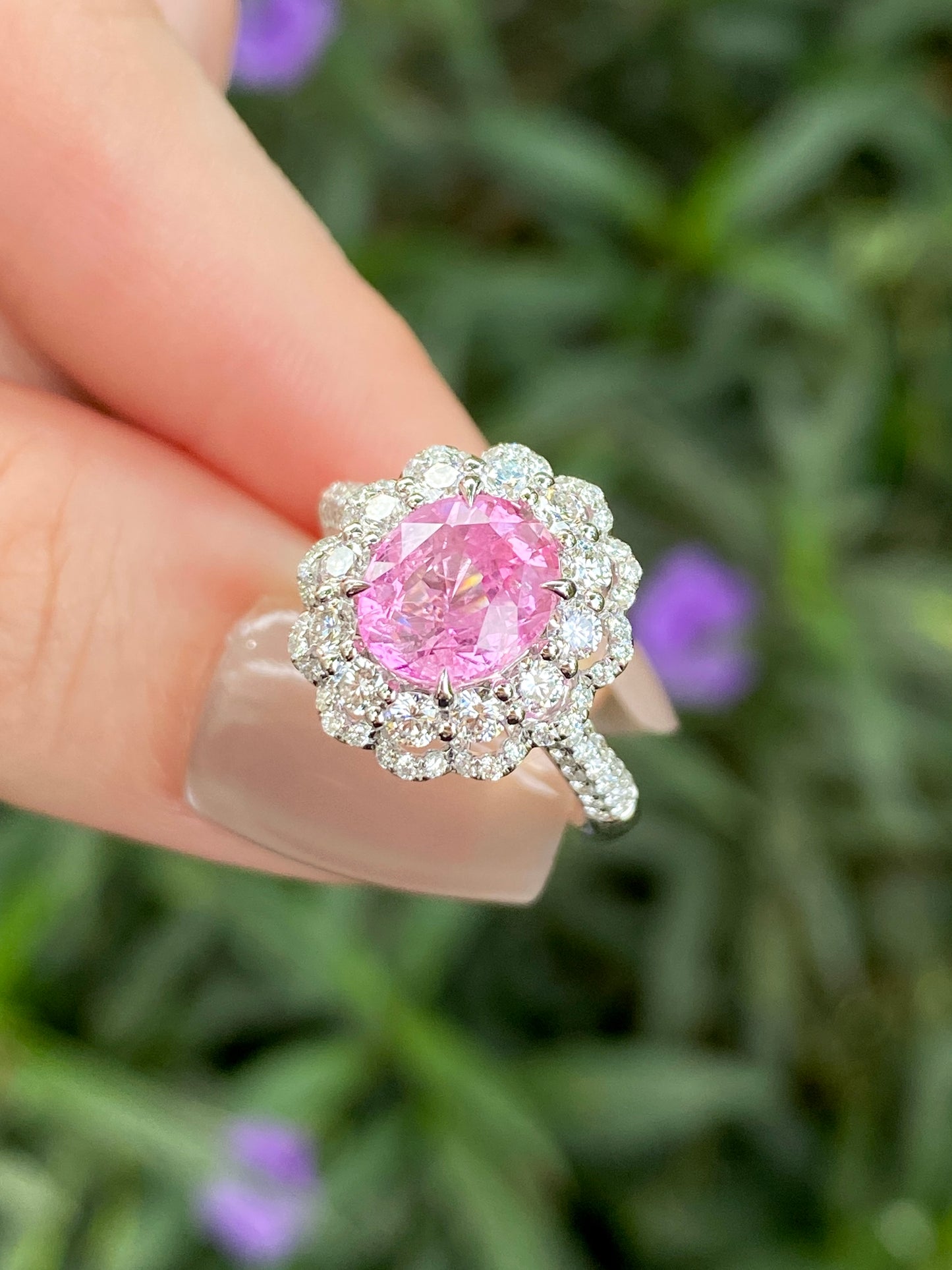 Natural Unheated Padparadscha Sapphire 2.54ct Ring