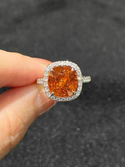 Natural Mandarin Garnet 5.63ct Ring