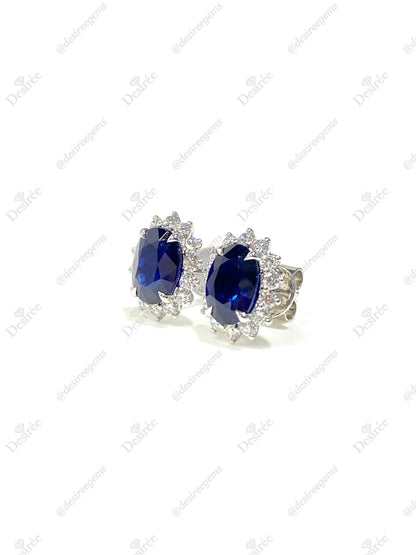Natural Blue Sapphire 3.69ct Earrings