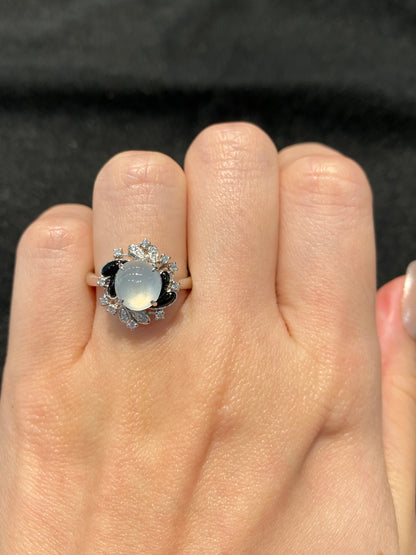 Natural Type A Icy Jadeite Ring