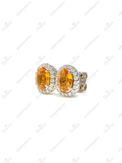 Natural Mandarin Garnet 1.79ct Earrings