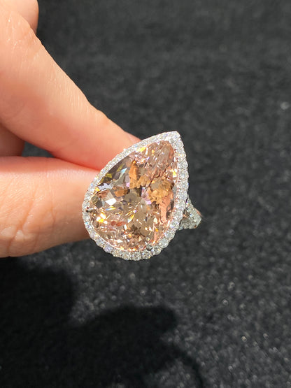 Natural Morganite 13.56ct Ring