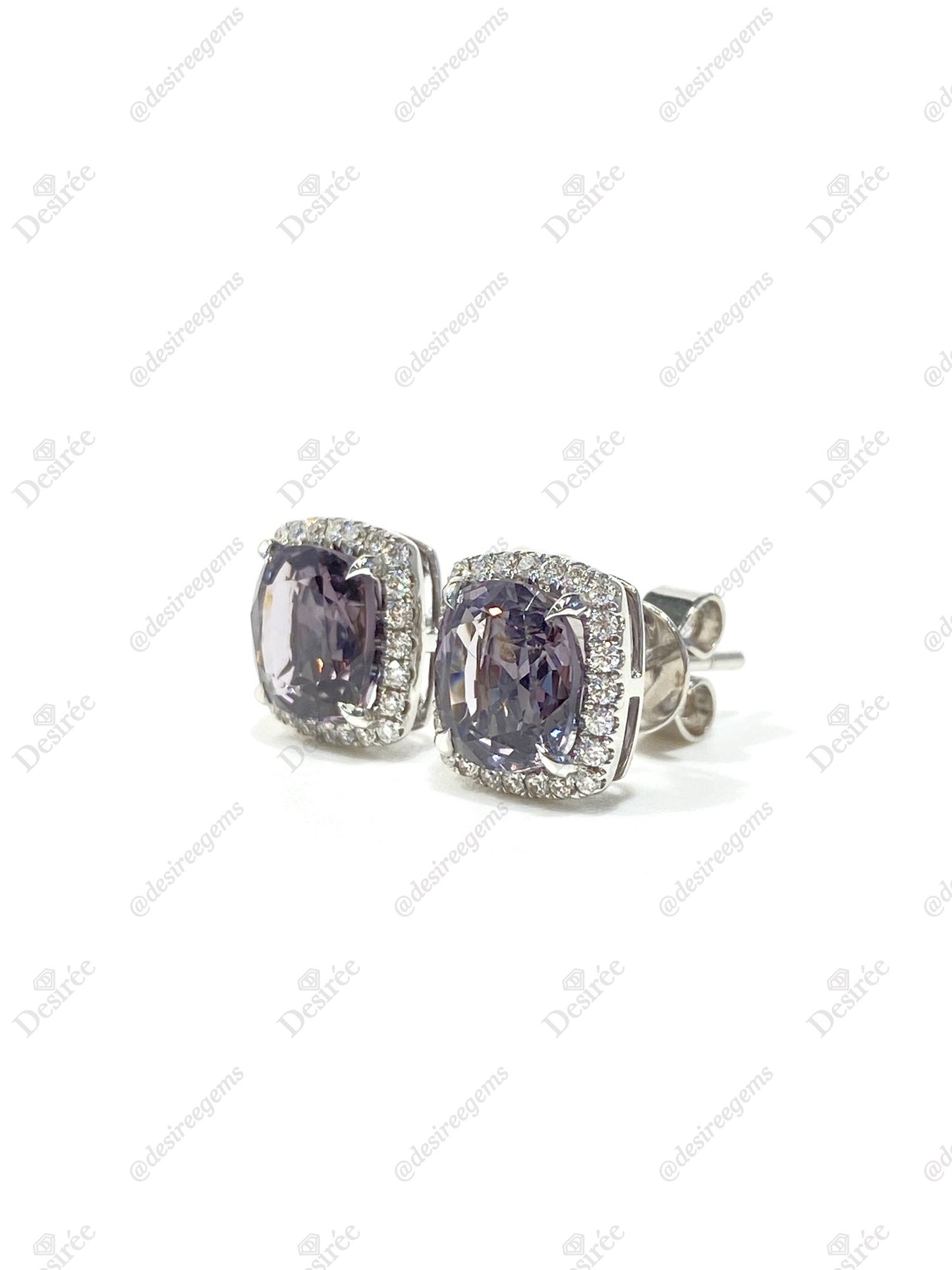 Natural Purplish Grey Spinel 3.45ct Earrings