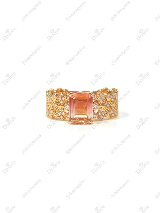 Natural Bi-color Tourmaline 1.82ct Ring