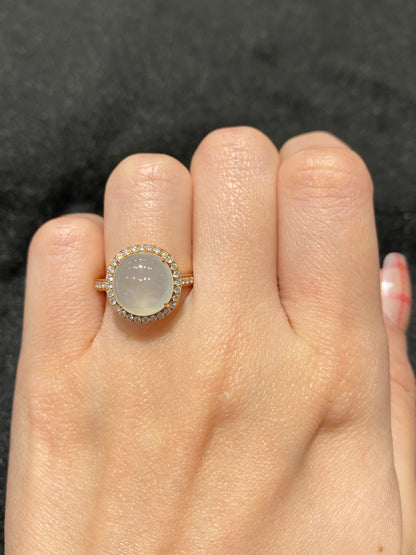 Natural Type A Icy Jadeite Ring