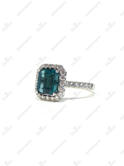 Natural Indicolite Blue Tourmaline 2.16ct Ring