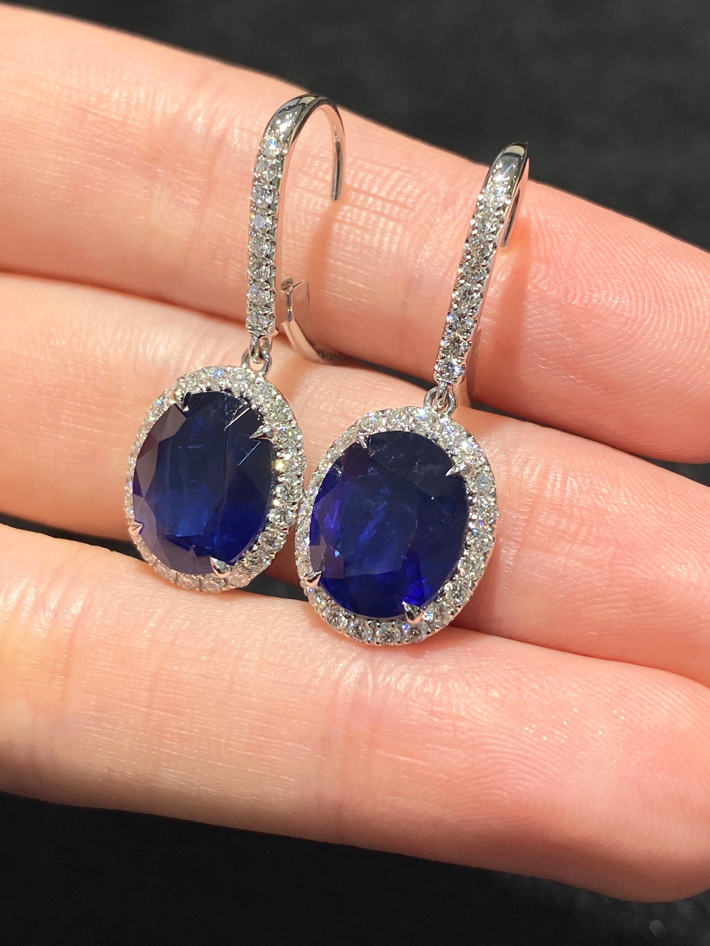 Natural Royal Blue Sapphire 8.84ct Earrings