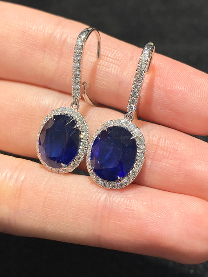 Natural Royal Blue Sapphire 8.84ct Earrings