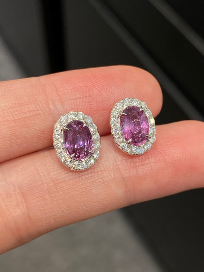 Natural Pink Sapphire 2.29ct Earrings