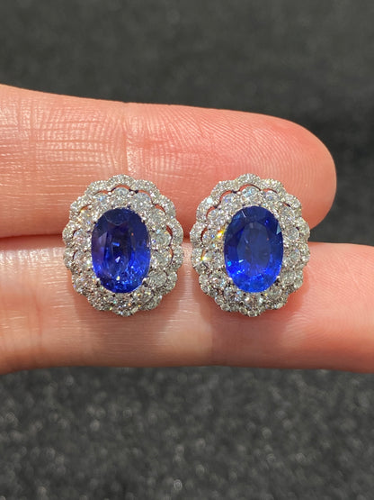 Natural Blue Sapphire 3.82ct Earrings