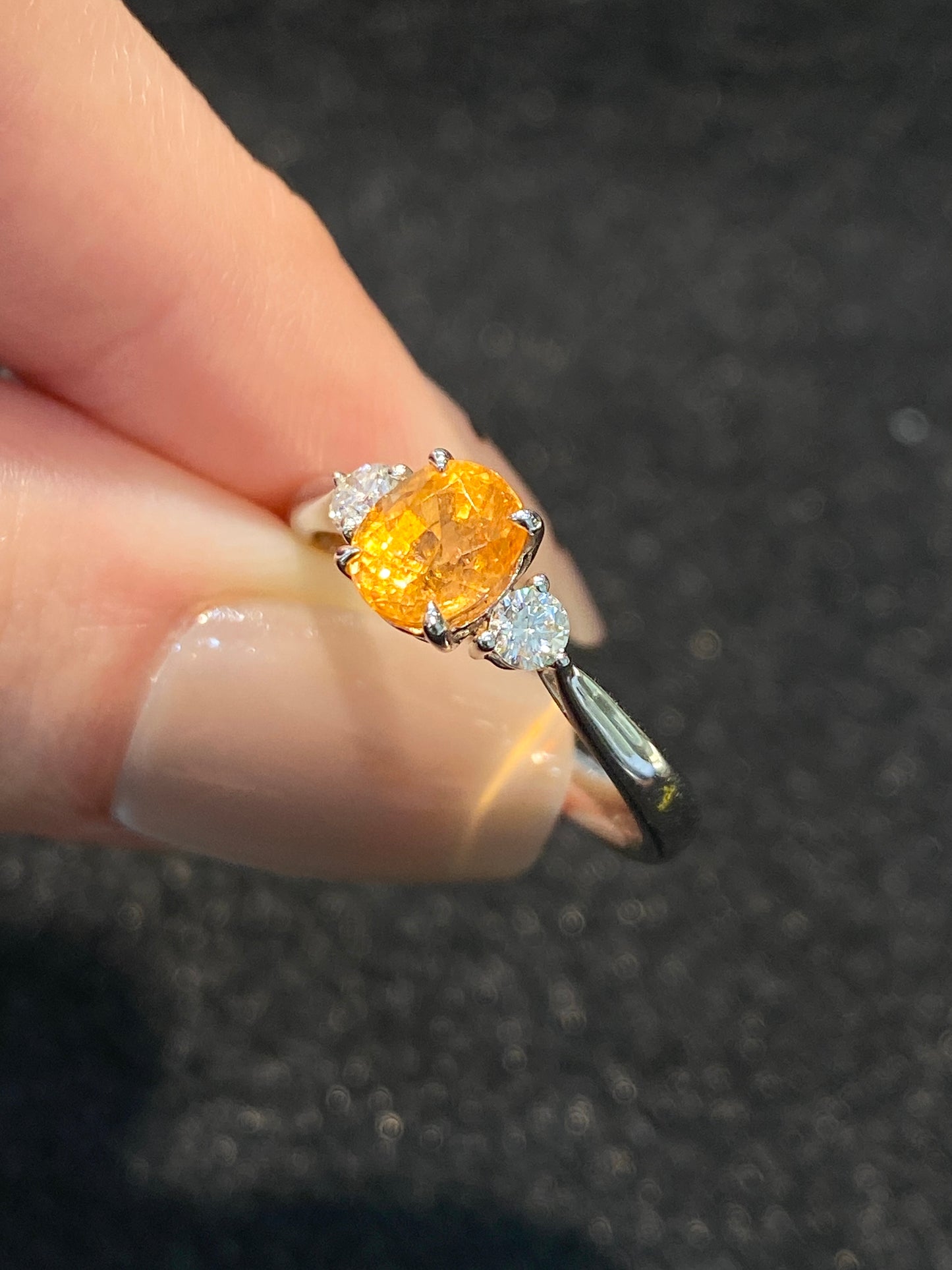 Natural Mandarin Garnet 1.31ct Ring