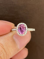 Natural Pink Sapphire 1.40ct Ring Set With 0.29ct Natural Diamonds in 18K white gold