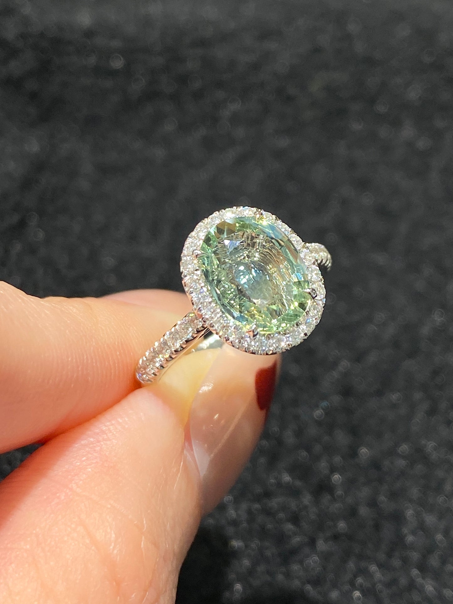 Natural Unheated Bluish Green Sapphire Ring 2.21ct