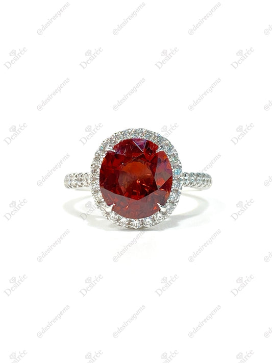 Natural Orangy Red Garnet 3.78ct Ring