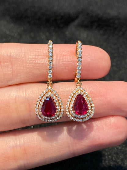 Natural Unheated Ruby 1.58ct Earrings