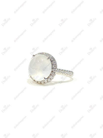 Natural Type A Icy Jadeite Ring