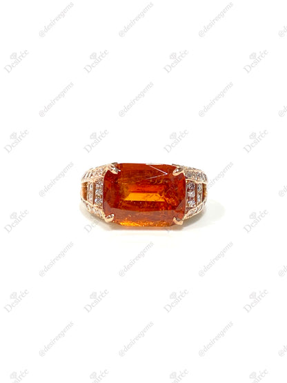 Natural Mandarin Garnet 6.07ct Ring
