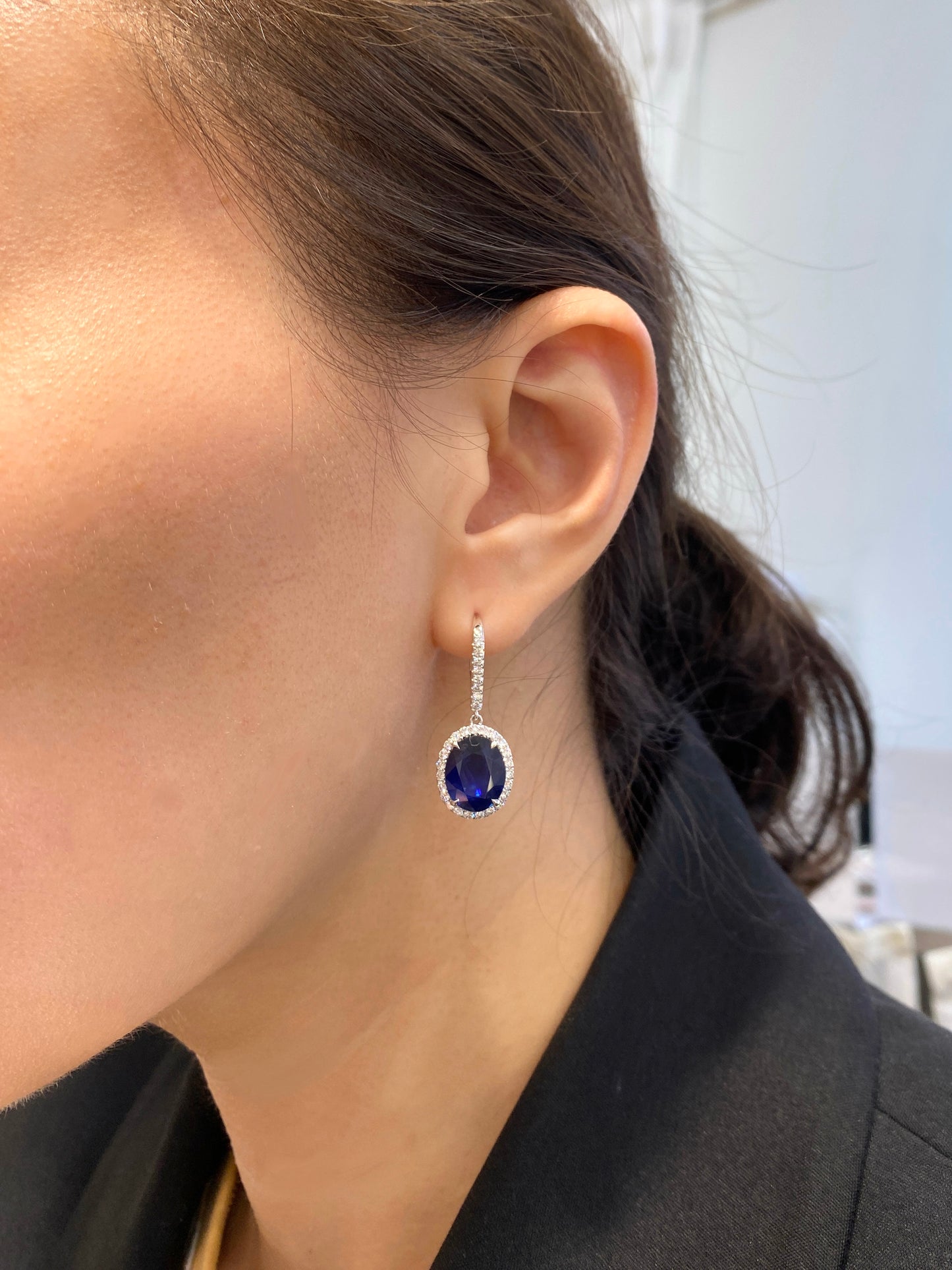 Natural Royal Blue Sapphire 8.84ct Earrings