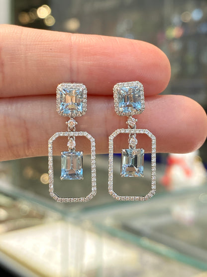 Natural Aquamarine Earrings 3.17ct