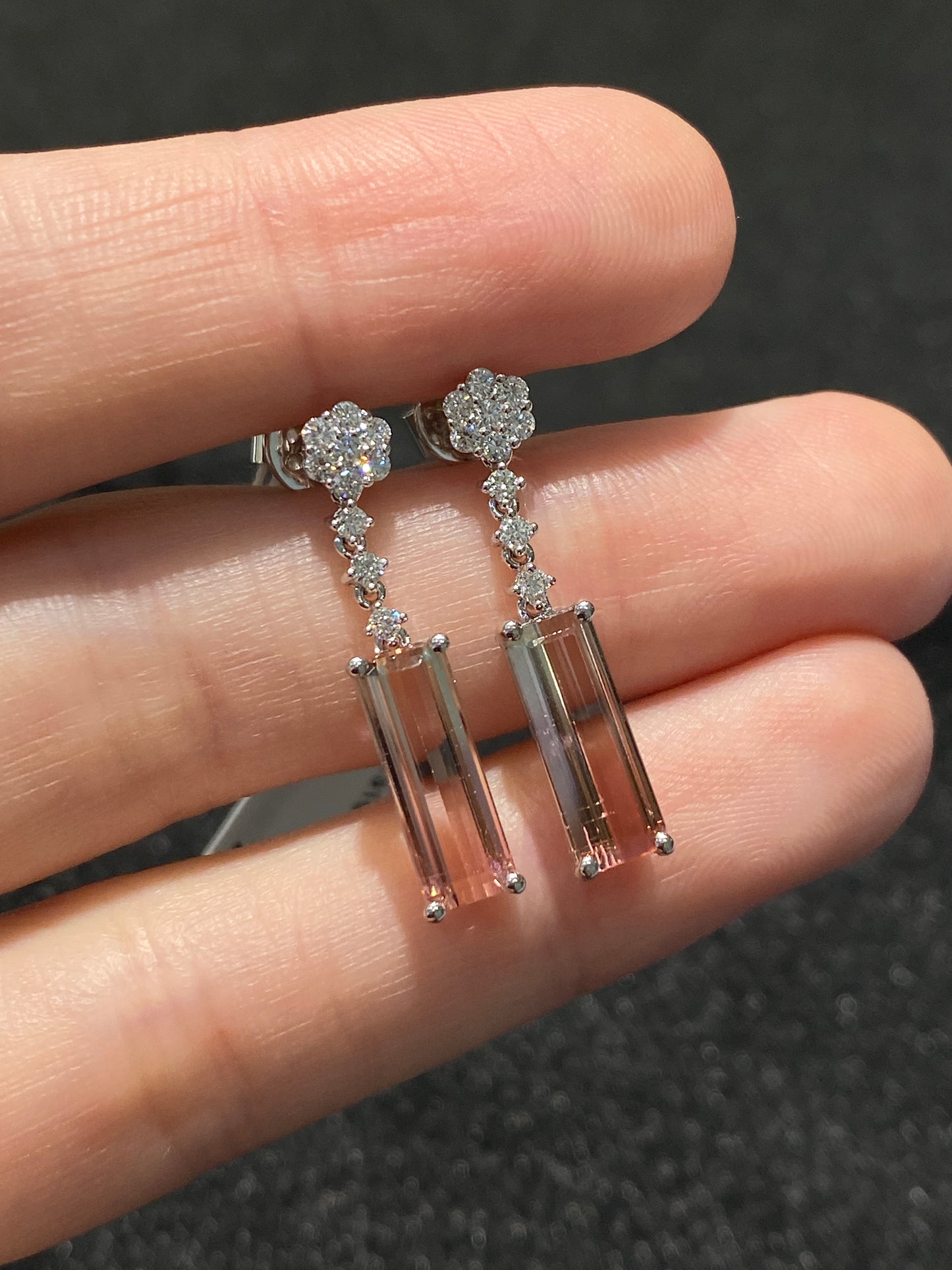 Natural Bi-color Tourmaline 3.73ct Earrings