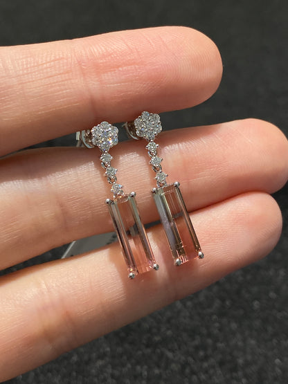 Natural Bi-color Tourmaline 3.73ct Earrings