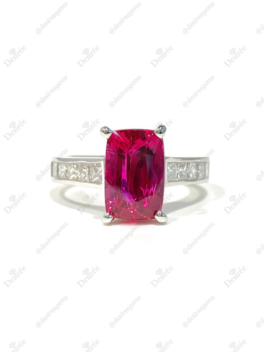 Natural Unheated Vivid Red Ruby 4.56ct Ring