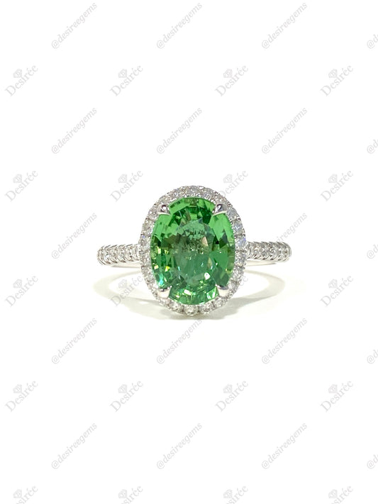 Natural Yellowish Green Chrome Tourmaline 2.32ct Ring