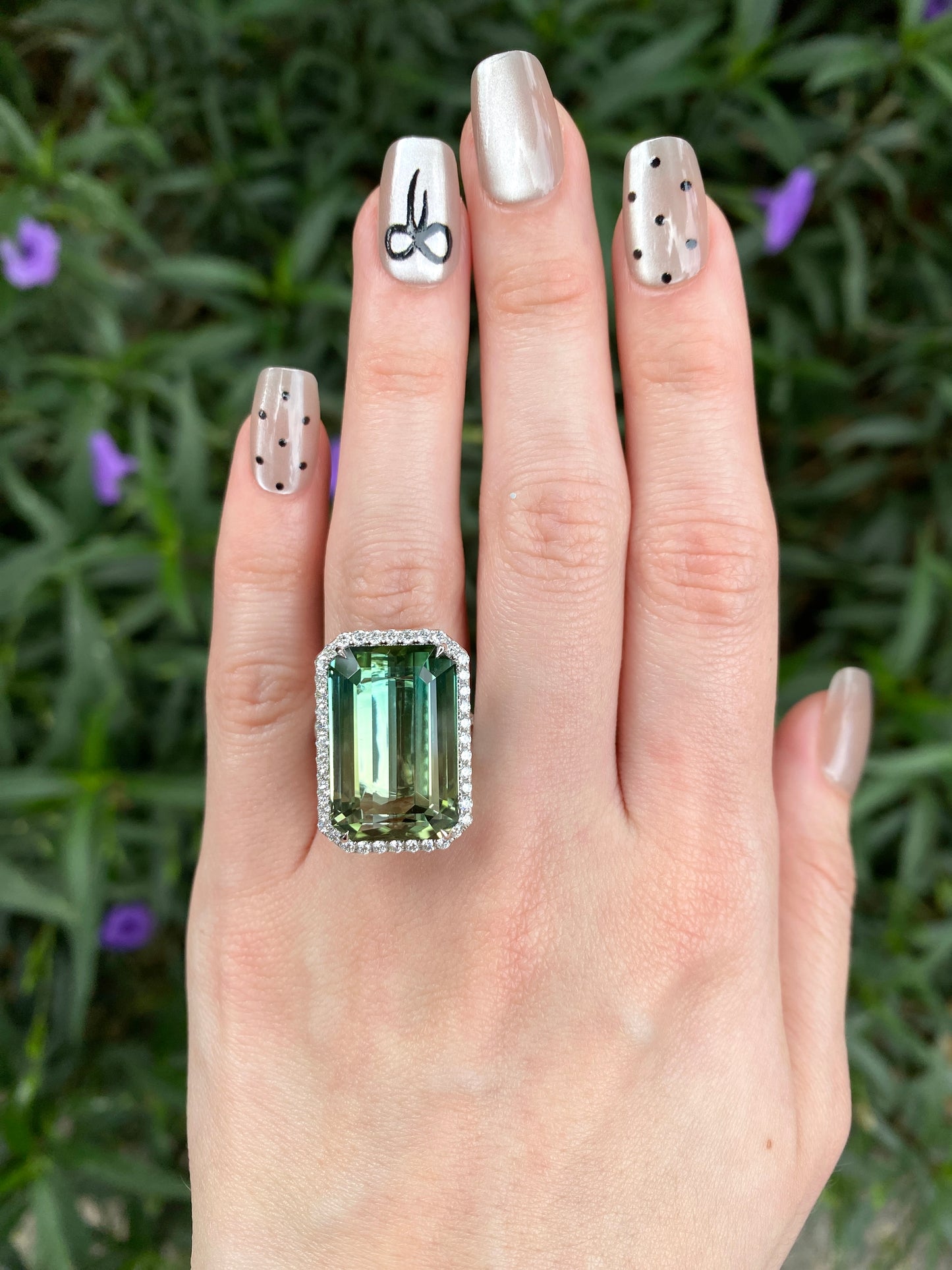 Natural Bi-color Tourmaline 22.69ct Ring