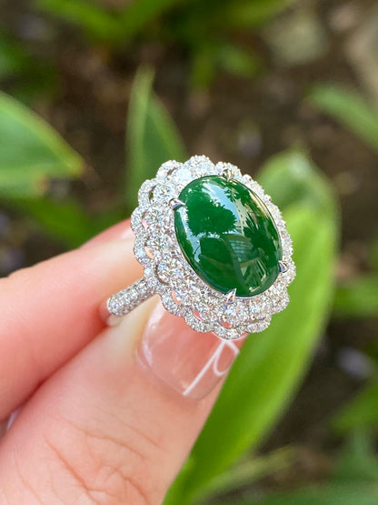 Natural Type A Jadeite 9.7×12.2mm Ring