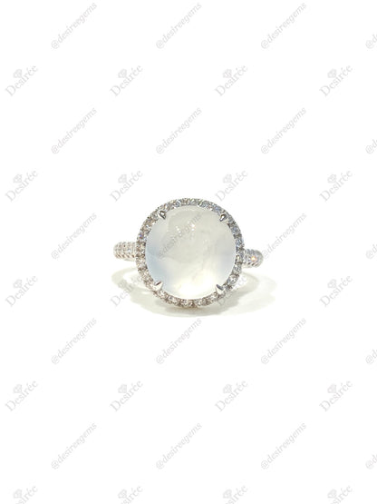 Natural Type A Icy Jadeite Ring